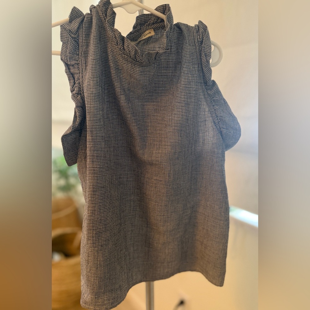 Soor Ploom Blue Mini Gingham Thelma top